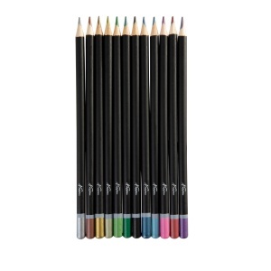 Creioane colorate, Nassau Fine Art, 12 culori metalice, in cutie metalica - Img 2