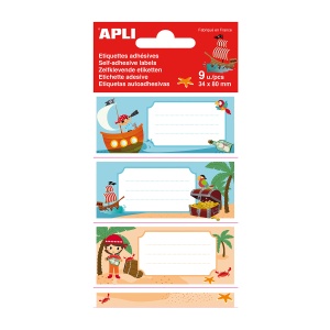 Etichete scolare Apli 81x36 mm, 3 file, design pirati