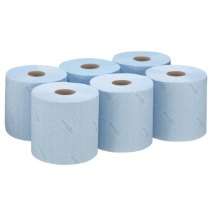 Lavete in rola Kimberly-Clark Wypall L10, alimente si igiena, 1 strat, 6 role/bax, albastre - Img 2