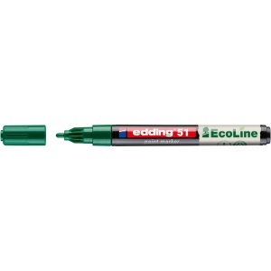 Marker cu vopsea pe baza de apa edding Ecoline 51, corp din plastic reciclat, varf rotund, 1-2 mm, verde
