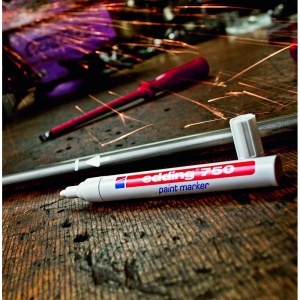 Marker permanent Edding 750, cu vopsea, corp metalic, alb, varf rotund, 2-2-4 mm, galben - Img 2