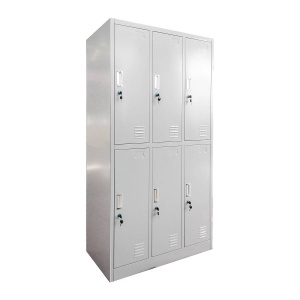 Vestiar metalic triplu cu 6 usi, 90x45x185cm gri