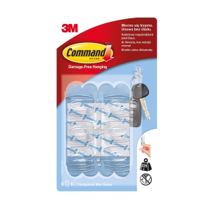 Carlig transparent 3M Command, mini, 225 gr, 6 bucati/set