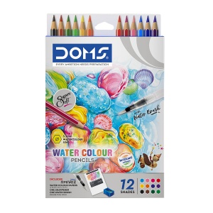 Creioane colorate acuarelabile DOMS, 12 culori, cu ascutitoare
