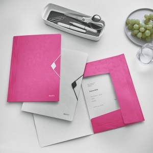 Mapa Leitz WOW cu elastic, PP, roz metalizat - Img 2