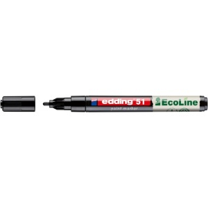 Marker cu vopsea edding Ecoline 51, corp din plastic reciclat, varf rotund, 1-2 mm, negru