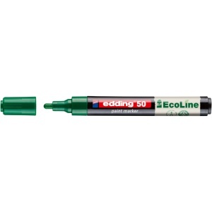 Marker cu vopsea pe baza de apa edding Ecoline 50, corp din plastic reciclat, varf rotund, 2-3 mm, verde
