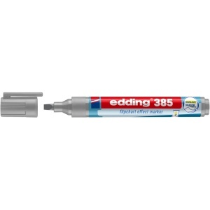 Marker flipchart edding Ecoline 385, corp din plastic reciclat, varf pensula flexibil, 1-5 mm, argintiu/gri