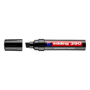 Marker permanent Edding 390, corp plastic, varf retezat 4-12 mm, negru - Img 2