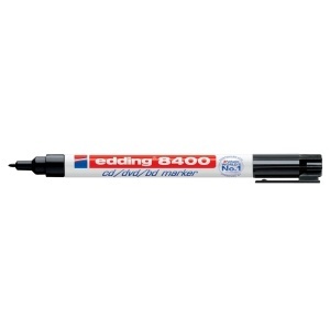 Marker permanent Edding 8400, pentru CD/DVD/BD, corp plastic, varf rotund, 0.75 mm, negru