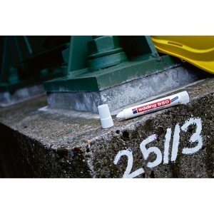 Marker permanent Edding 950 Industrial, corp plastic, varf rotund, 10mm, alb - Img 2