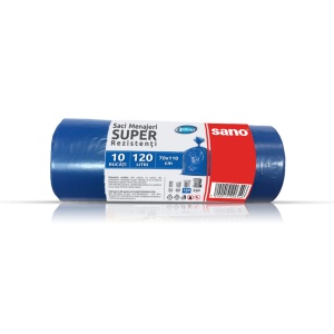 Saci menajeri LDPE, albastri, 120L, 70x110 cm, 31 microni, 10 saci/rola