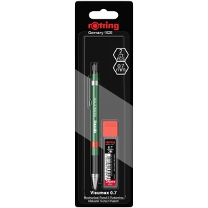 Set creion mecanic Rotring Visuclick 0.7 mm + etui 24 mine, diverse culori - Img 3
