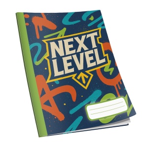 Caiet Next Level capsat A5, 48 de file, 60g/mp, dictando, diverse modele de coperti