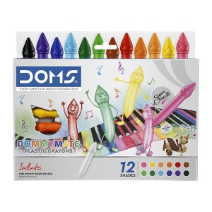 Creioane din plastic DOMS Dommy Mate, 12 culori