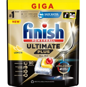 Detergent capsule pentru masina de spalat vase Finish Ultimate Plus Lemon, 90 bucati/pachet