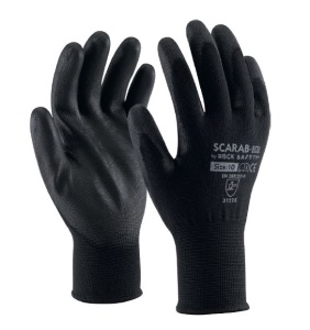 Manusi tricot poliester imersate PU, negru, Scarab-Eco, marime 7
