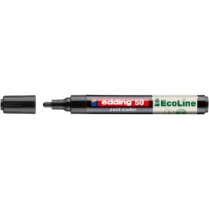 Marker cu vopsea pe baza de apa edding Ecoline 50, corp din plastic reciclat, varf rotund, 2-3 mm, negru