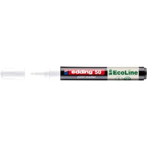 Marker cu vopsea pe baza de apa edding Ecoline 50, corp din plastic reciclat, varf rotund, 2-3 mm, alb
