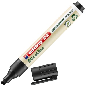 Marker Edding 22 Ecoline, permanent, corp plastic, varf tesit, 1-5 mm, negru - Img 3