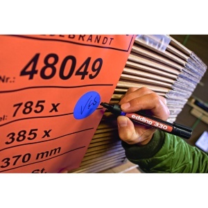 Marker permanent Edding 330, corp plastic, varf retezat, 1-5 mm, rosu - Img 2