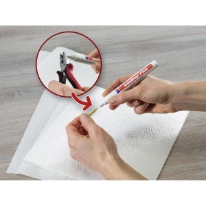 Marker permanent Edding 750, cu vopsea, corp metalic, alb, varf rotund, 2-2-4 mm, galben - Img 6