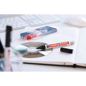Marker permanent Edding 8400, pentru CD/DVD/BD, corp plastic, varf rotund, 0.75 mm, rosu - Img 2