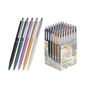 Pix cu mecanism Westcott All Time, 0,5 mm, corp in culori asortate, scriere albastra