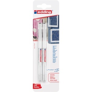 Roller Edding 2185 cu gel, varf 0.7 mm, alb, blister