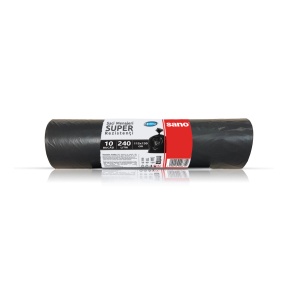 Saci menajeri LDPE, negri, 240L, 115x130 cm, 25 microni, 10 saci/rola
