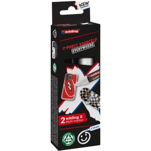 Set markere Edding 6900 X Multi, 2 bucati, vopsea acrilica, varf tesit 2-10 mm, culori alb si negru