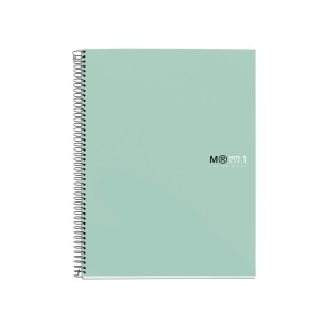 Caiet cu spira Miquelrius Original, A4, matematica, 80 file, coperta cu tratament antiviral si antibacterian, aqua