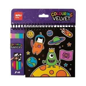 Carte de colorat cu contur catifelat Apli, 5 markere