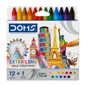 Creioane cerate DOMS Extra Long, 12+1 culori