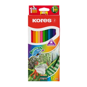 Creioane pe baza de apa Kores, cu pensula, 12 bucati/set