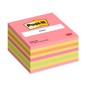 Cub notite adezive Post-it®, Lollipop culori neon, 76 x 76 mm, 450 file/bucata, 100% PEFC
