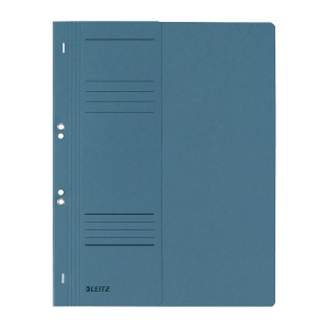Dosar cu sina Leitz 1/2, carton, 100% reciclat, certificare Blue Angel, A4, cu capse, 170 coli, albastru