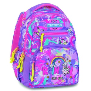 Ghiozdan Mitama New Plus, 3 compartimente, Plus Rainbow