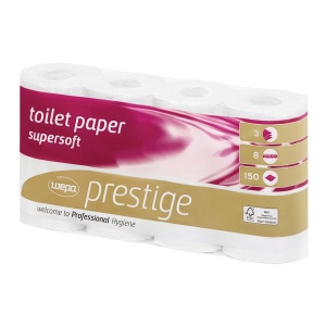 Hartie igienica Satino Prestige, 2 straturi, 150 portii, 8 role