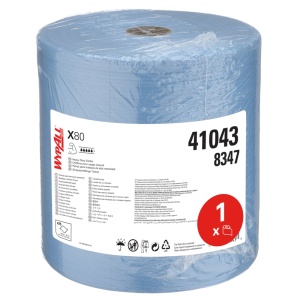 Lavete industriale, Kimberly-Clark, Wypall X80, 31x31.5 cm, albastre, 475 portii/rola