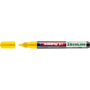 Marker cu vopsea pe baza de apa edding Ecoline 51, corp din plastic reciclat, varf rotund, 1-2 mm, galben