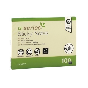 Notite adezive, A-Series, 100 x 75 mm, galben, 100 file