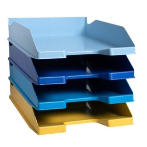 Set 4 tavite Exacompta Bee Blue, plastic reciclat, culori asortate