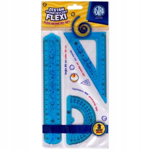Set geometrie Astra, 3 elemente flexibile, raportor, rigla, echer - Img 2