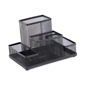 Suport accesorii de birou, mesh, metal, negru