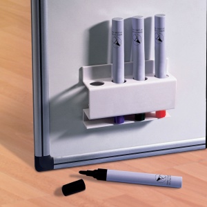 Suport pentru instrumente de scris NOBO, magnetic, patrat, pentru 4 markere, alb