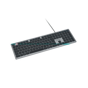 Tastatura Kensington EQ KB515, reincarcabila, cu fir de 150 cm, conexiune cablu USB-C, plastic partial reciclat, gri