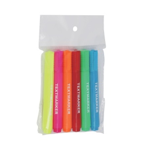 Textmarker, corp rotund, varf 1-5 mm, 6 culori/set
