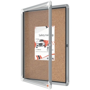 Avizier NOBO Premium Plus, interior, pluta, 4x A4, cu usa si cheie, natur - Img 2