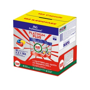 Detergent capsule pentru masina de spalat vase, Fairy ADW Platinum Plus, 182 capsule, 2 pungi x 91 capsule/punga